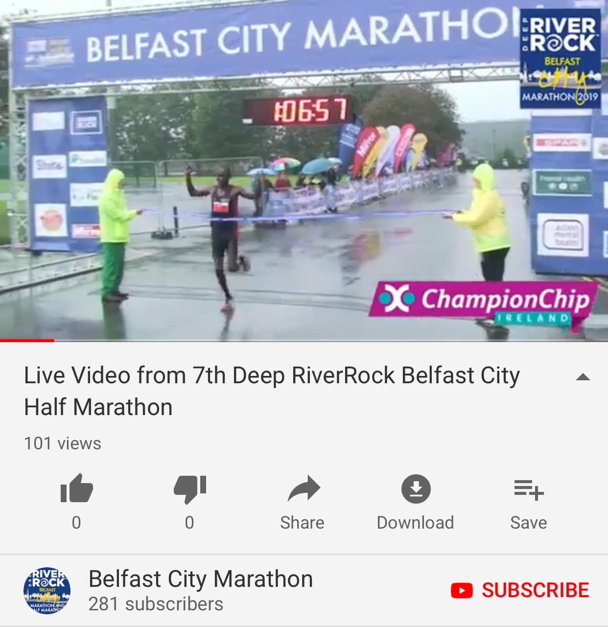 Facebook Live Finish Area Video available on YouTube